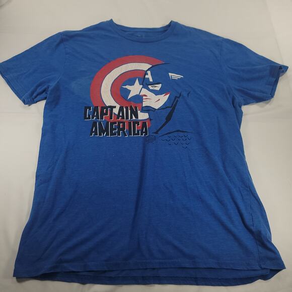 Marvel Captain America Gap Graphic Crew Neck Casual T Shirt Mens Size XL Blue - Picture 2 of 9
